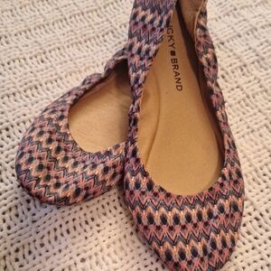 Lucky Brand Women's Zigzag Pattern Flats - Pink/Orange/Blue/Black Size 7